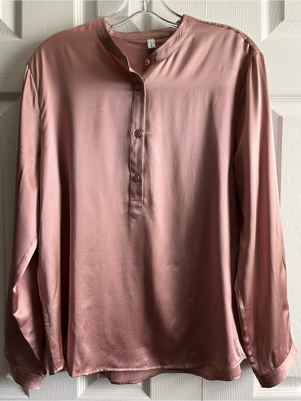 Lilysilk Popover Henley Blouse Pale Pink Size Large